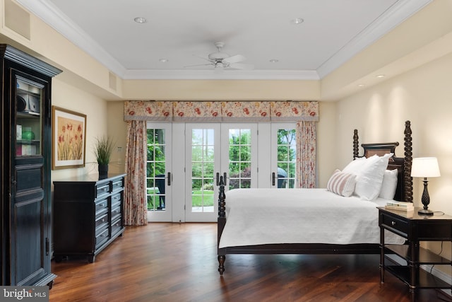 938 Old County Rd, Severna Park, MD 21146 - bedroom featuring access to outside, recessed lighting, wood finished floors, visible vents, and ornamental molding