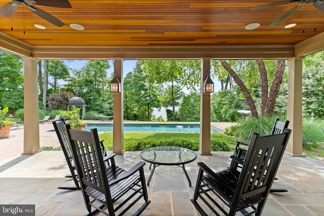 938 Old County Rd, Severna Park, MD 21146 - view of patio featuring ceiling fan and an outdoor pool