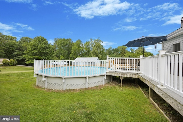 2832 Larkin Rd, Upper Chichester, PA 19061 - outdoor pool with a wooden deck and a lawn