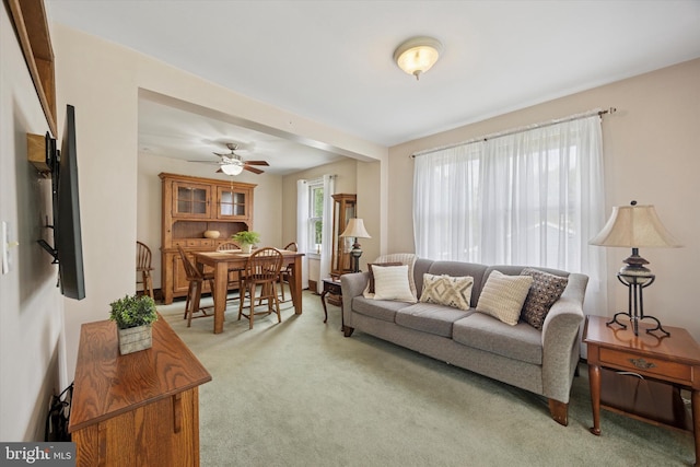 2832 Larkin Rd, Upper Chichester, PA 19061 - living area featuring light colored carpet and a ceiling fan