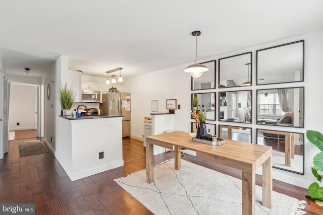 dining room with dark hardwood / wood-style floors