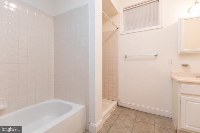 bathroom with vanity and tile patterned floors