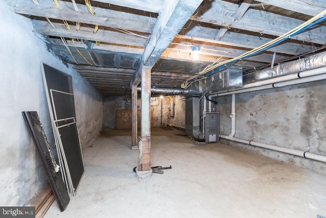 basement with heating unit