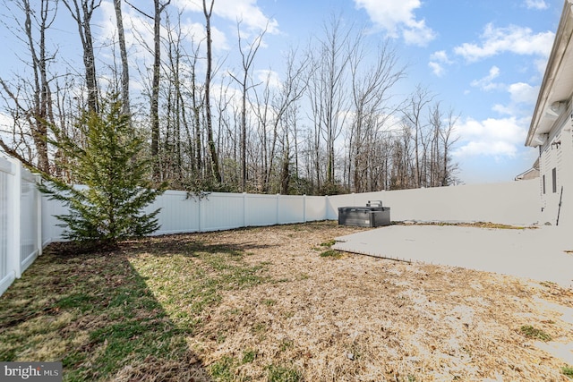 view of yard featuring a patio and a fenced backyard