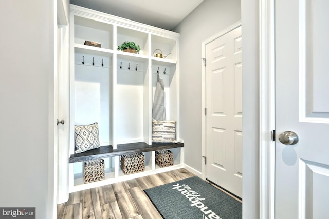 mudroom featuring light hardwood / wood-style flooring