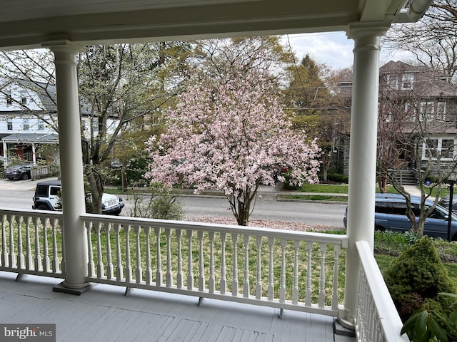 balcony featuring a porch