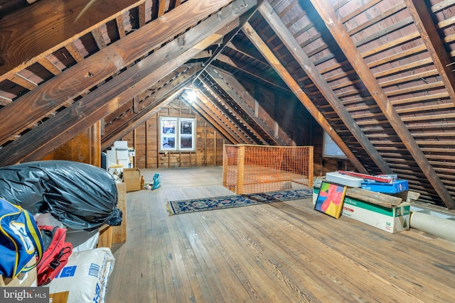 view of unfinished attic