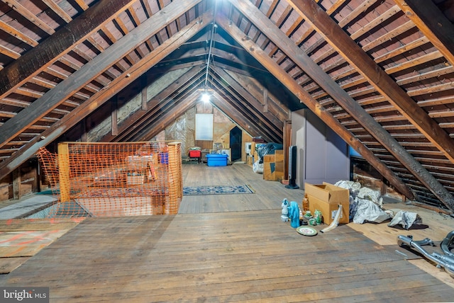 view of unfinished attic