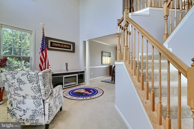 5816 Rockburn Woods Way, Elkridge, MD 21075 - interior space with ornate columns and a towering ceiling