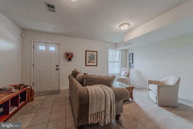 view of tiled living room