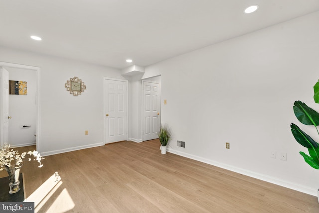 interior space with light hardwood / wood-style floors