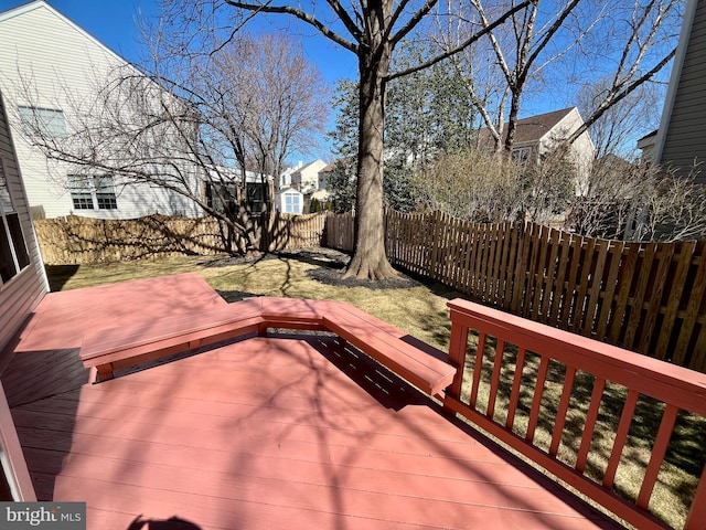 deck with a fenced backyard