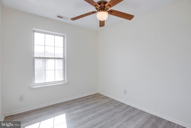 40 Smokewood Ct Unit 200, Stafford, VA 22554 - spare room featuring ceiling fan, light wood-style flooring, visible vents, and baseboards