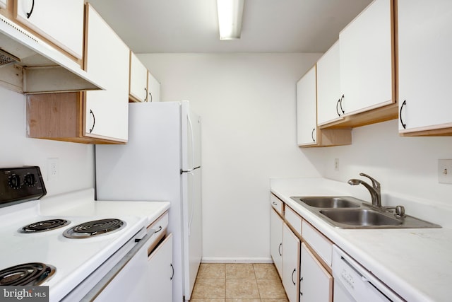 40 Smokewood Ct Unit 200, Stafford, VA 22554 - kitchen featuring light countertops, white cabinets, a sink, white appliances, and under cabinet range hood
