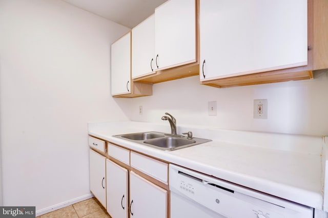 40 Smokewood Ct Unit 200, Stafford, VA 22554 - kitchen featuring light tile patterned flooring, a sink, white cabinets, light countertops, and dishwasher