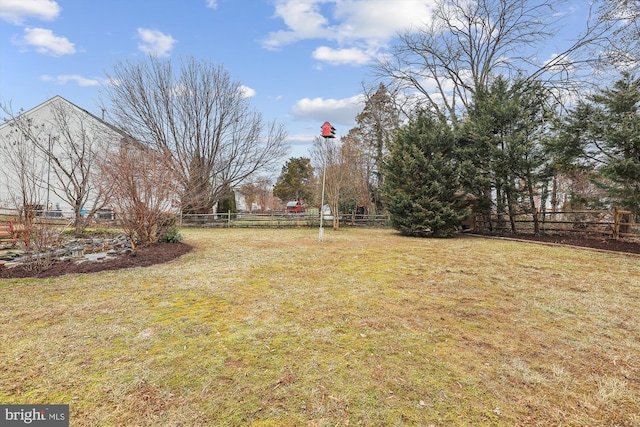 view of yard featuring a fenced backyard