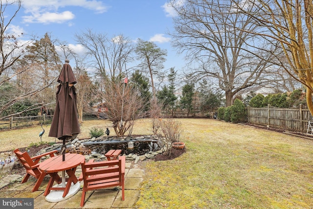 view of yard with a fenced backyard