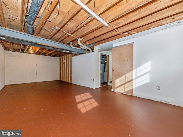 basement with water heater