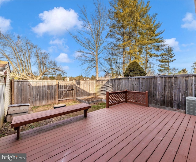 wooden deck featuring central AC