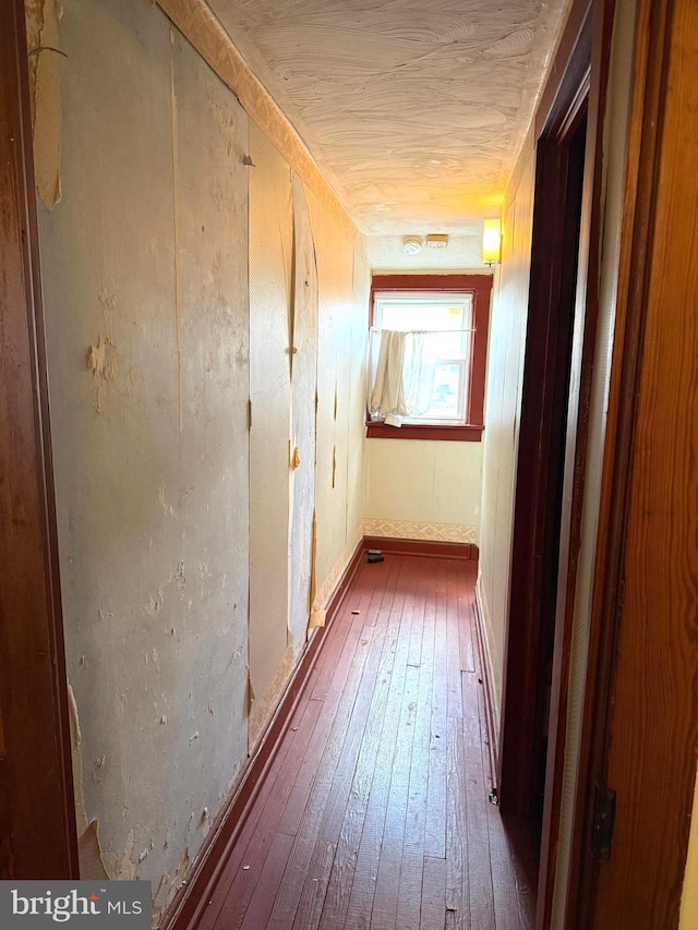 corridor with hardwood / wood-style floors