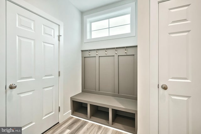 mudroom with light wood-type flooring