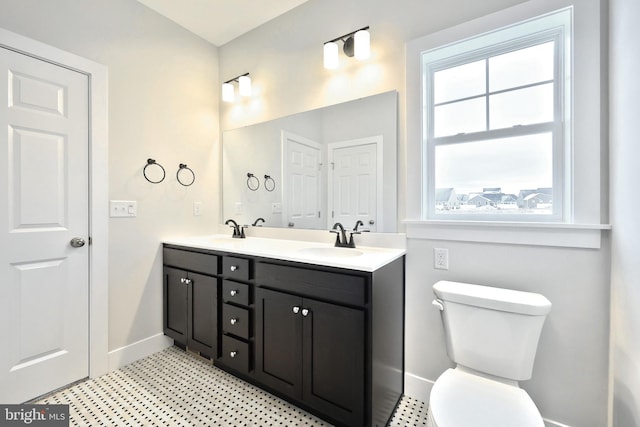 bathroom with toilet and vanity