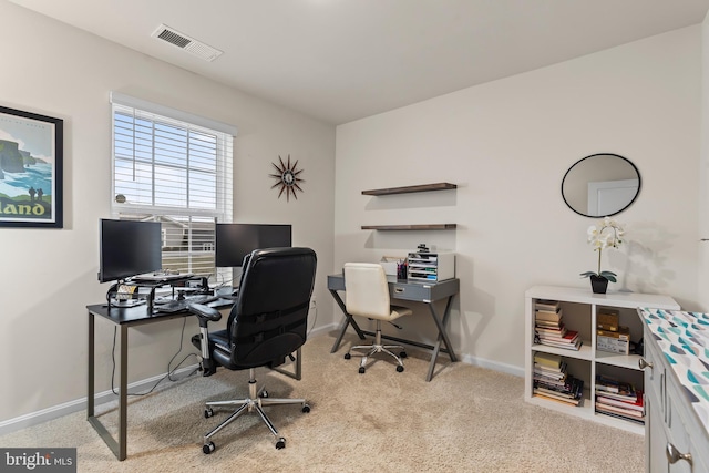 office space featuring light colored carpet