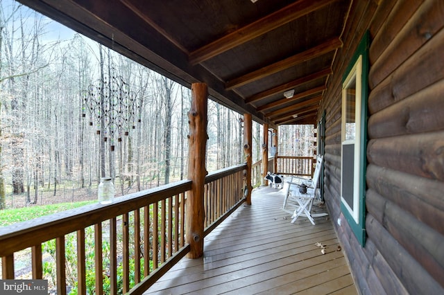 deck featuring a porch