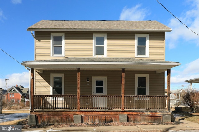 view of front of property featuring covered porch