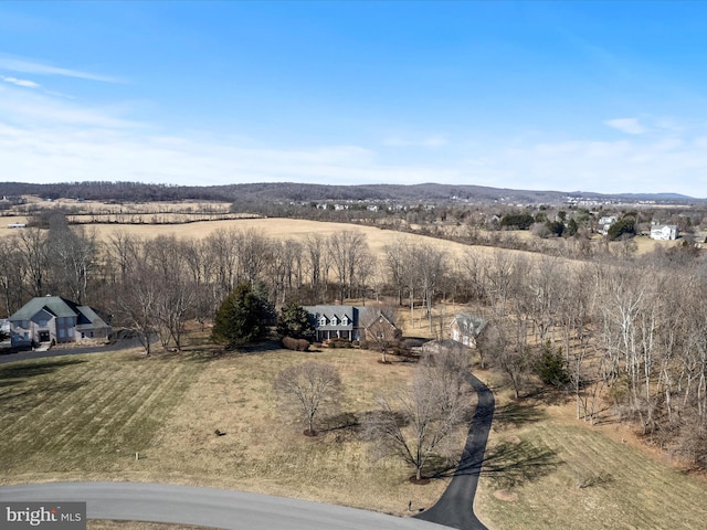 drone / aerial view with a rural view