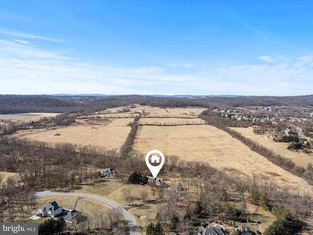 bird's eye view with a rural view