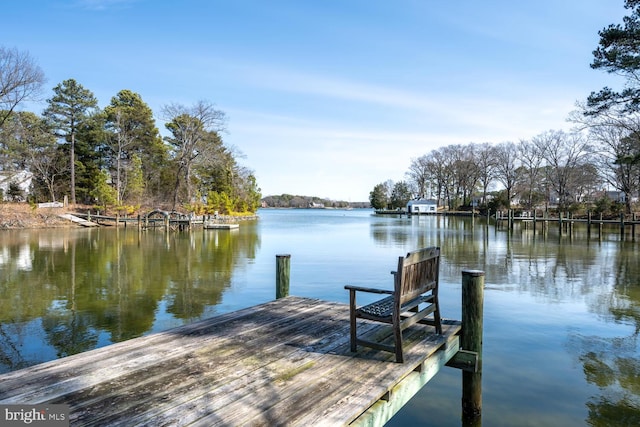 view of dock featuring a water view