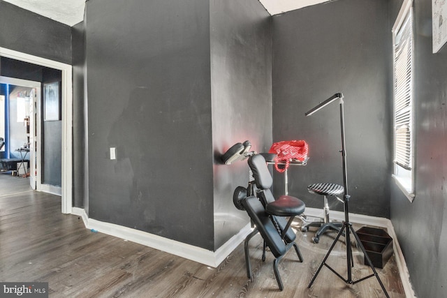 interior space with hardwood / wood-style floors