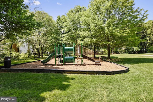 community playground with a lawn