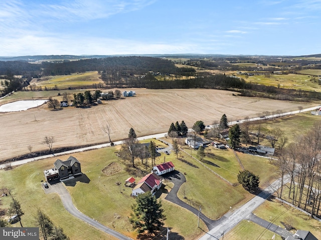 aerial view with a rural view