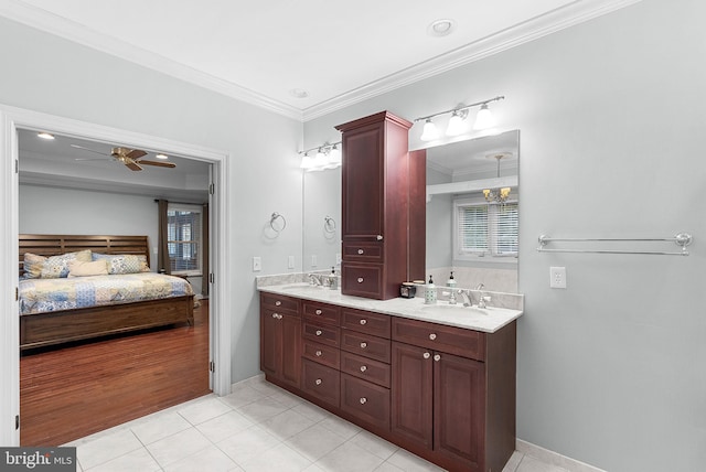9801 Alydar Ct, Nokesville, VA 20181 - full bath with crown molding, double vanity, ensuite bathroom, and a sink