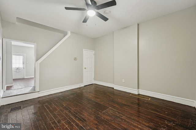 interior space featuring ceiling fan and wood-type flooring