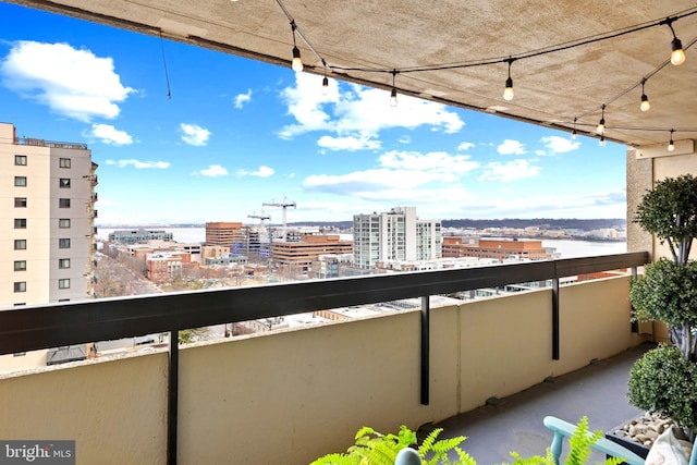 balcony featuring a city view