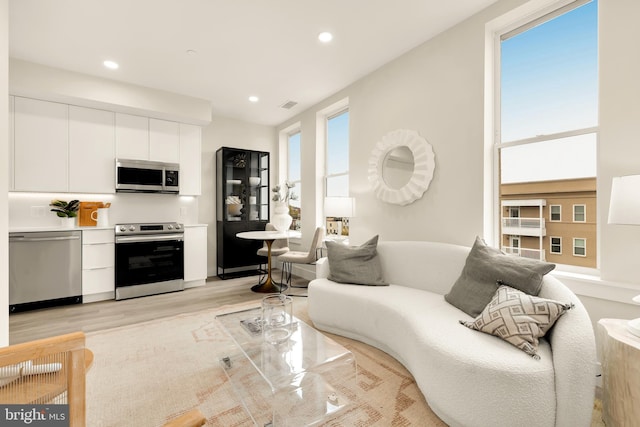 living room featuring light hardwood / wood-style floors