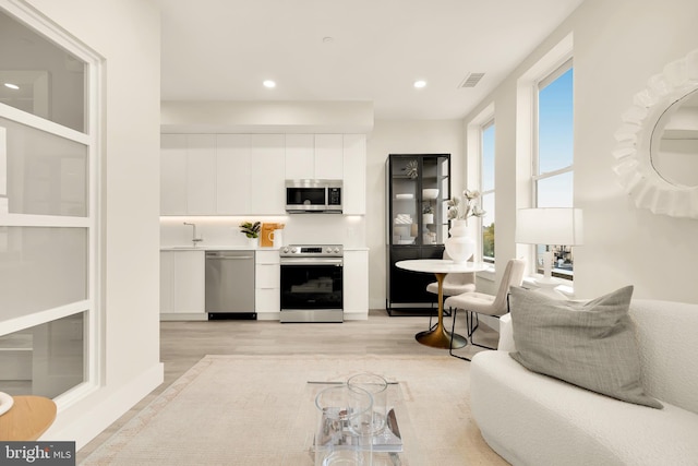 living room with light wood-type flooring