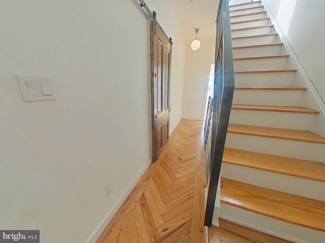 stairway with a barn door