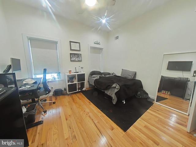 office featuring visible vents and hardwood / wood-style floors