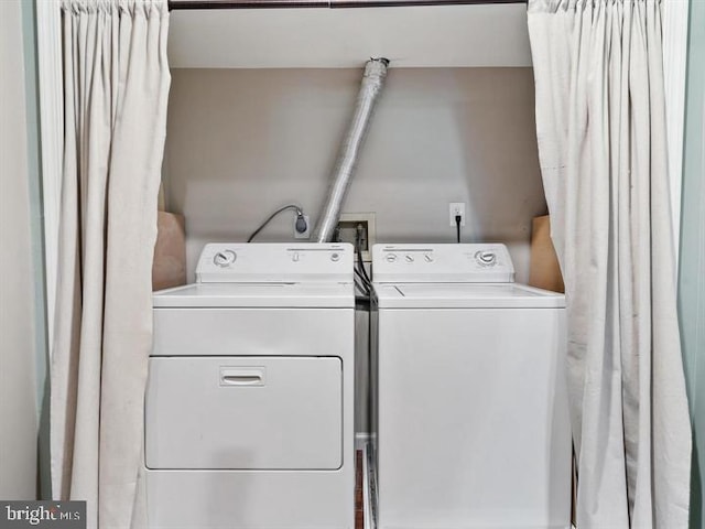 laundry room with washer and dryer and laundry area