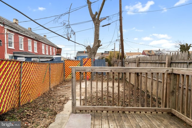 deck with a fenced backyard