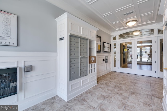 surrounding community featuring mail area, french doors, and visible vents