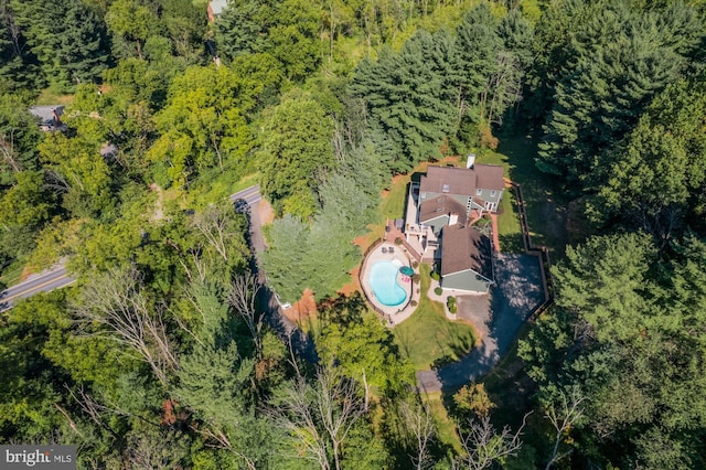 aerial view with a forest view