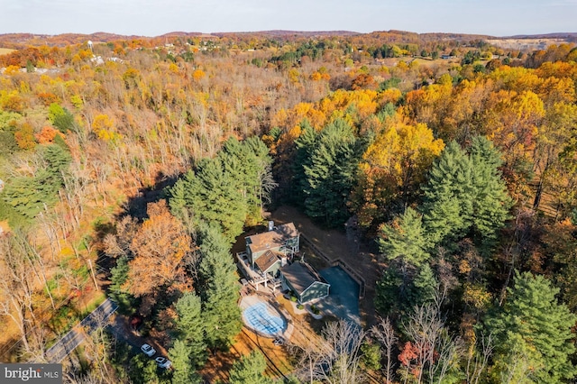 bird's eye view featuring a view of trees