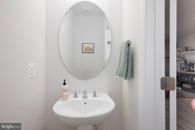 bathroom featuring a sink and wood finished floors