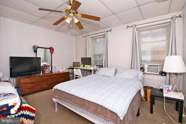 15 N 10th St, Lebanon, PA 17046 - carpeted bedroom with a ceiling fan, a drop ceiling, and cooling unit