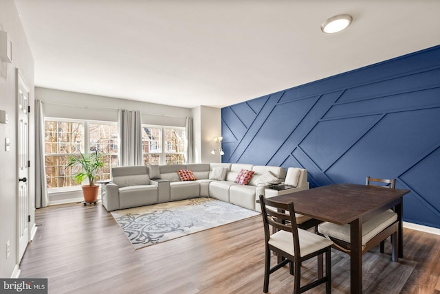 living room with hardwood / wood-style flooring